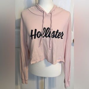 Hollister Boyfriend Tee Pink Cropped Hooded Long Sleeve